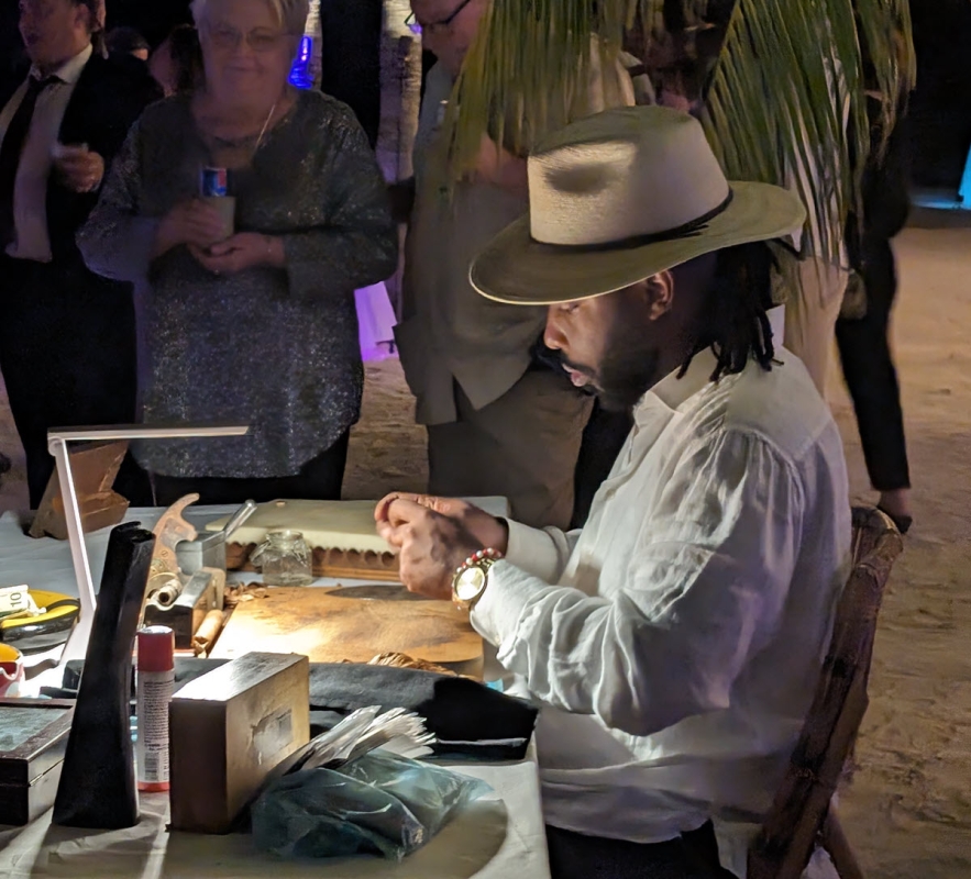 Cigar rolling at a wedding